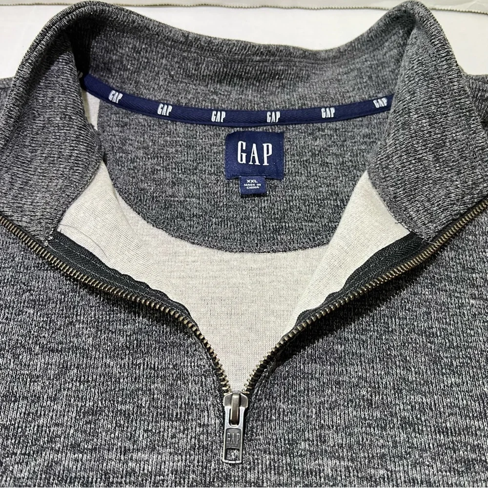 GAP Gray Quarter Zip Pullover Sweater XXL Men’s Mock Neck Casual Sweatshirt